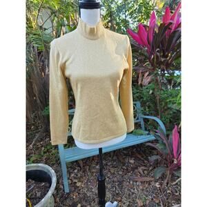 St John by Marie Gray Size Small Knit Sparkle Gold Top